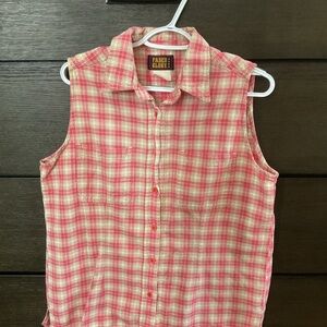 Faded Glory pink and White Plaid Top
